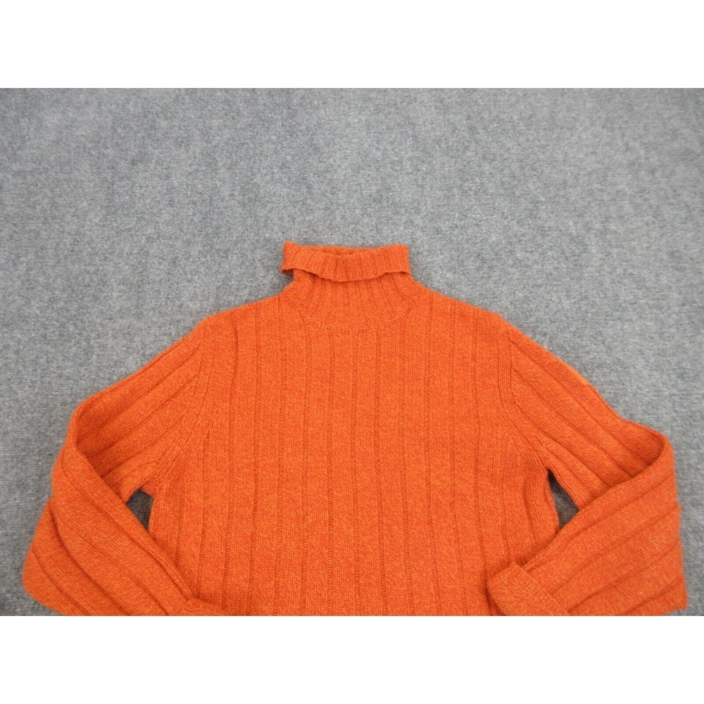 Abercrombie & Fitch Sweater Womens Extra Large Orange Turtle Neck Knit Lambswool - Picture 3 of 10